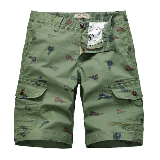 Solid Cotton Printed Loose Beach Men's Shorts