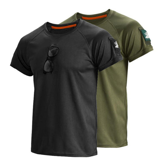 Solid Color Elastic Quick-drying Short Sleeve Men's T-Shirt