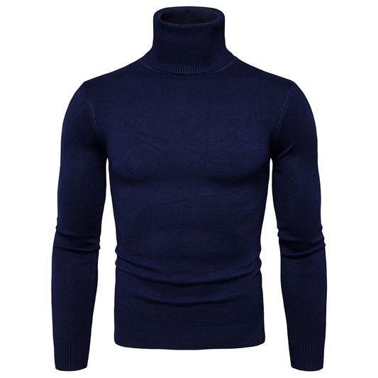 Solid Color Slim Turtleneck Sweater Men's Bottoming Shirt