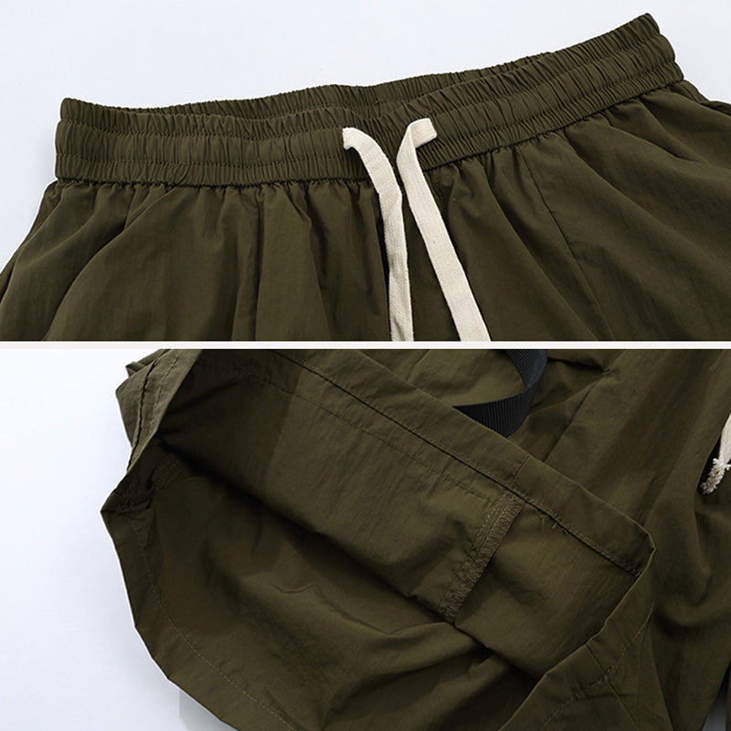 Men's Solid Color Multi-pocket Shorts