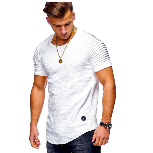Solid Color Stripe Slim Fitness Men's T-shirt