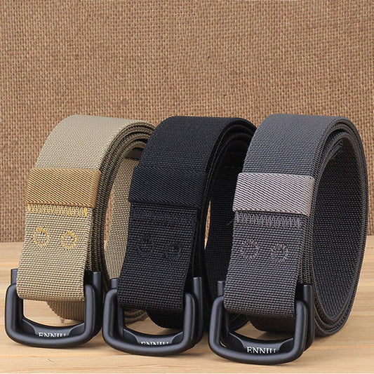 Casual Nylon Double Buckle Elastic Adjustable Belt - KINGEOUS