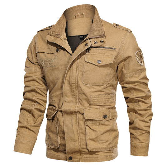 Casual Cotton Wash Solid Color Men Jacket - KINGEOUS