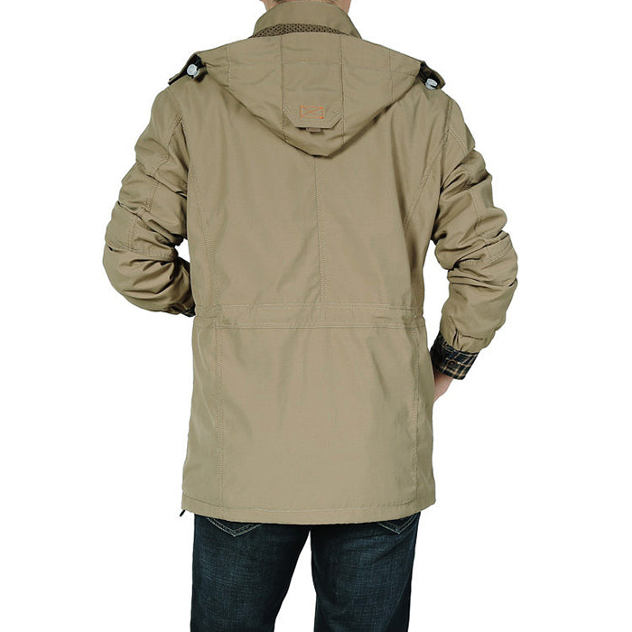 Waterproof Breathable Long Hooded Stand Collar Men's Jacket