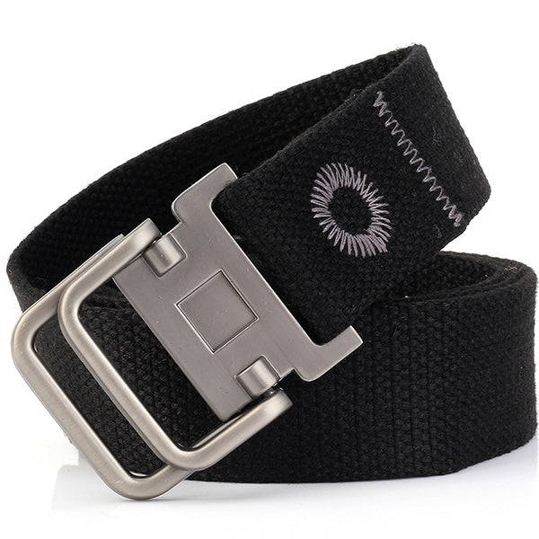 Casual Double Buckle Thicken Canvas Belt - KINGEOUS