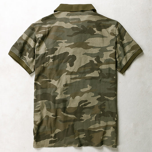 Loose Camo Breathable Sweatshirt Lapel Men T-Shirt