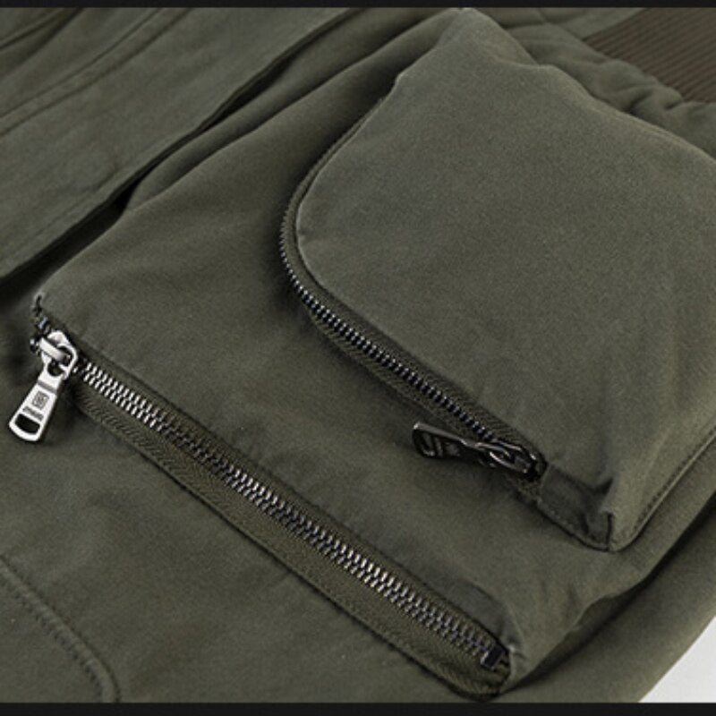 Abnehmbare Ärmel für grüne Männer Stand Collar Workwear Jacke