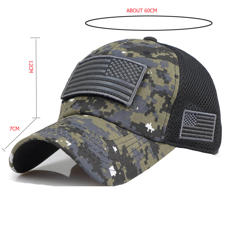 Camouflage Baseball Caps Men Hats With USA Flag Patches