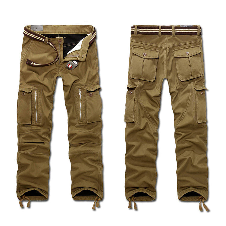 Casual Pockets Thicken Warm Winter Men's Cargo Pants - KINGEOUS