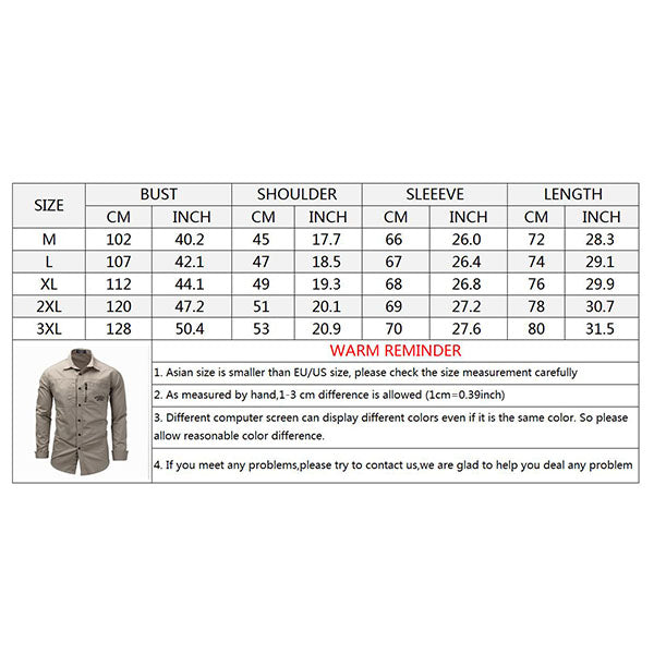 Military Style Lapel Zipper Design Long Sleeve Men's Shirt