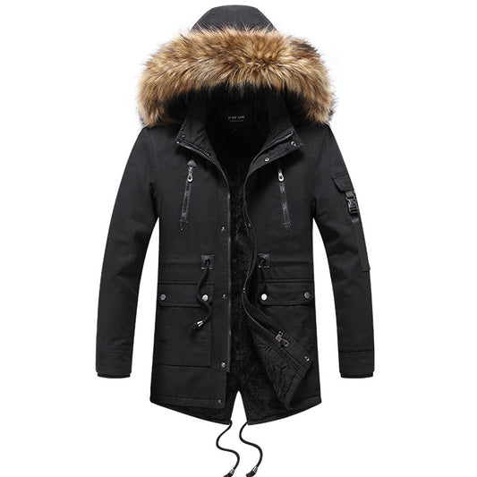 Chaqueta casual de cuello de piel largo