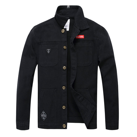 سترة رجالية سوداء مموهة ضيقة على الموضة