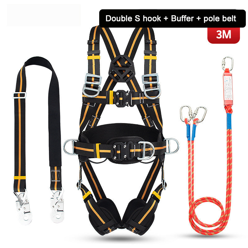 Outdoor Safety Harness High-altitude Operation Anti-fall Double Hook Buffer Bag Full Set