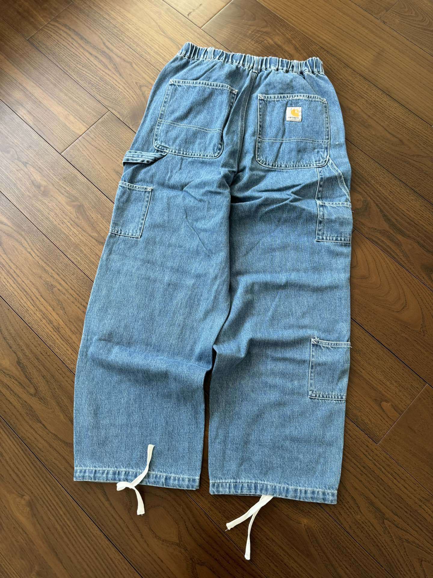 Carhartt x INVINCIBLE Cargo Multi-Pocket Jeans, Casual Long Distressed Jeans