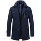 Fashion Double Collar Cold Resistant Men Woolen Coat