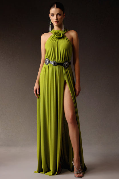 Ärmelloses Maxikleid von Naleza mit Blumenmuster und Schlitz