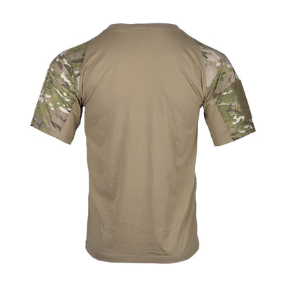 Camiseta de manga curta camuflada de pescoço de tripulação, camisetas táticas de combate