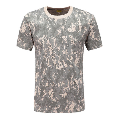 Camuflagem camisetas táticas de secagem masculina de manga curta