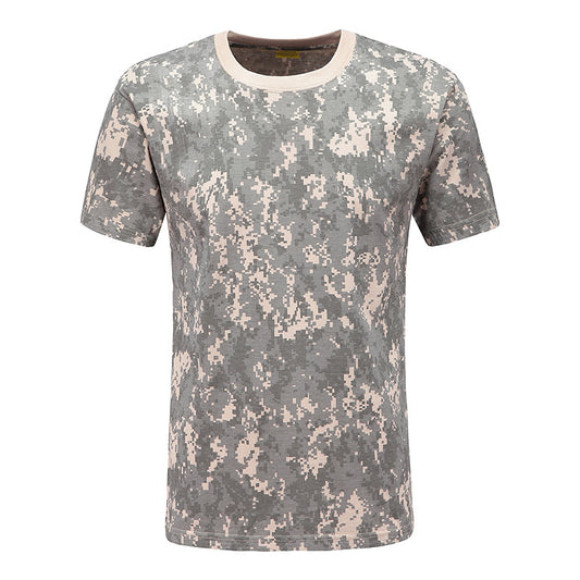 Camuflagem camisetas táticas de secagem masculina de manga curta