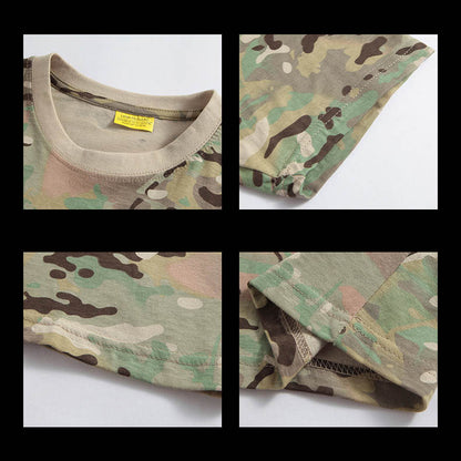 Camuflagem camisetas táticas de secagem masculina de manga curta