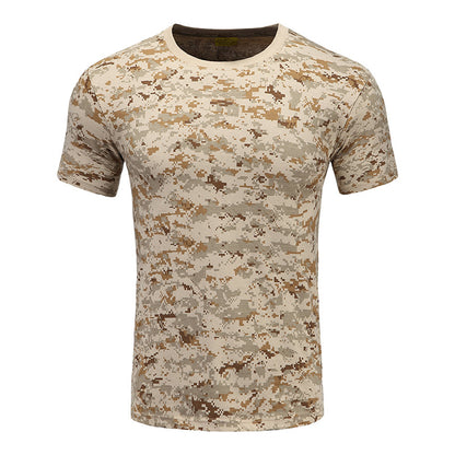Camuflagem camisetas táticas de secagem masculina de manga curta