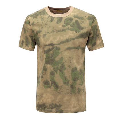 Camuflagem camisetas táticas de secagem masculina de manga curta