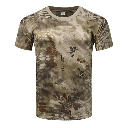 Camuflagem de camiseta de treinamento de mangas curtas de mangas curtas