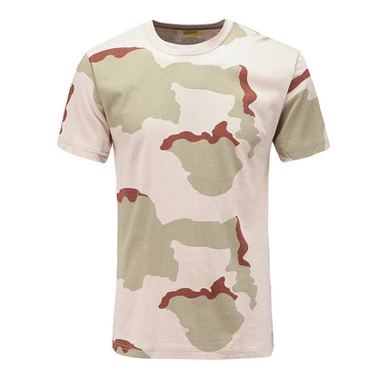 Camuflagem camisetas táticas de secagem masculina de manga curta