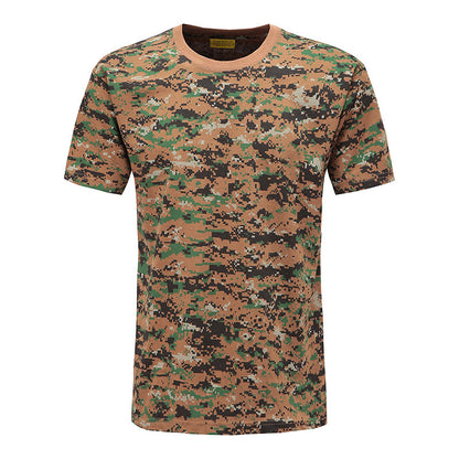 Camuflagem camisetas táticas de secagem masculina de manga curta