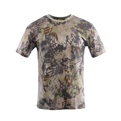 Camuflagem camisetas táticas de secagem masculina de manga curta