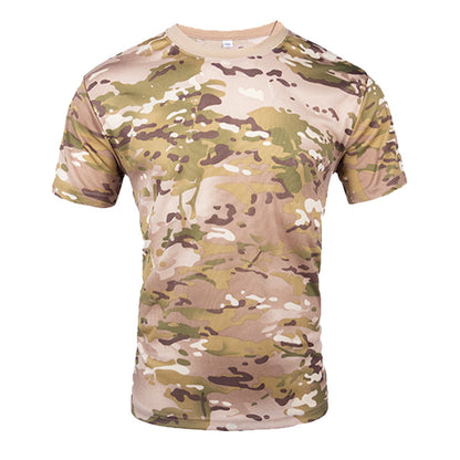 Camuflagem de camiseta de treinamento de mangas curtas de mangas curtas