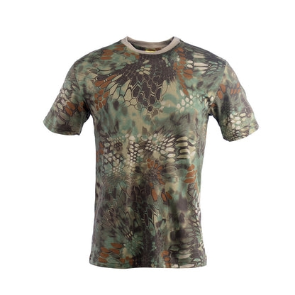 Camuflagem camisetas táticas de secagem masculina de manga curta