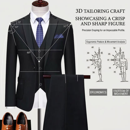 Classic Men's Slim Fit 2-Piece Suit Set | Smart Casual Business Blazer & Formal Dress Pants