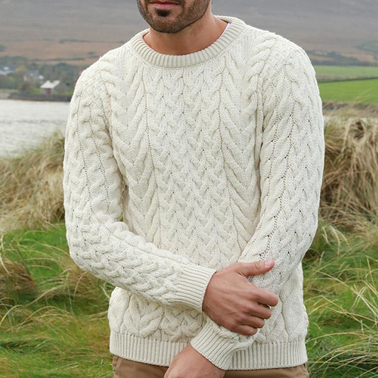 Men's Cable Knit Heavyweight Wool Sweater