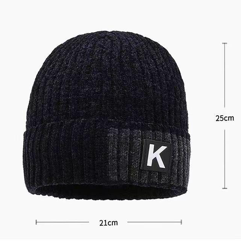 1pc Fleece Lined Knitted Beanie Chenille Head-Wrapped Knitted Hat Outdoor Cycling And Cold Protection