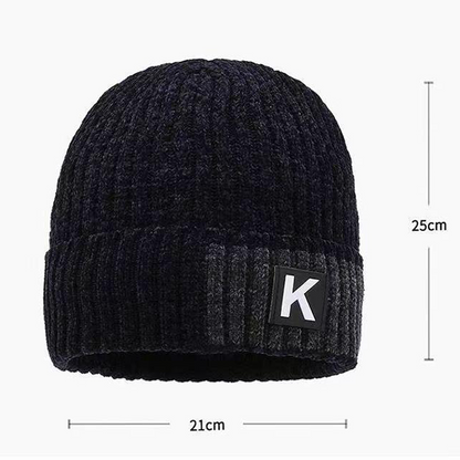 1pc Fleece Lined Knitted Beanie Chenille Head-Wrapped Knitted Hat Outdoor Cycling And Cold Protection