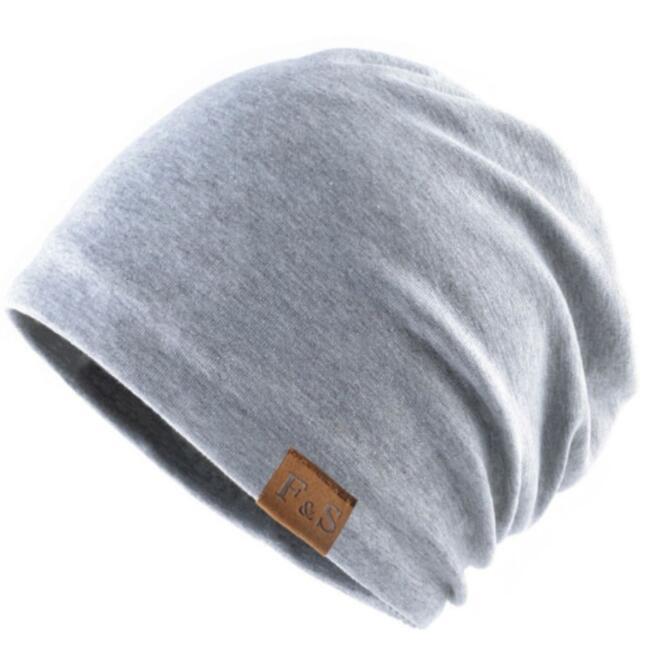 Men's Winter Leather Label Brimless Loose Hat