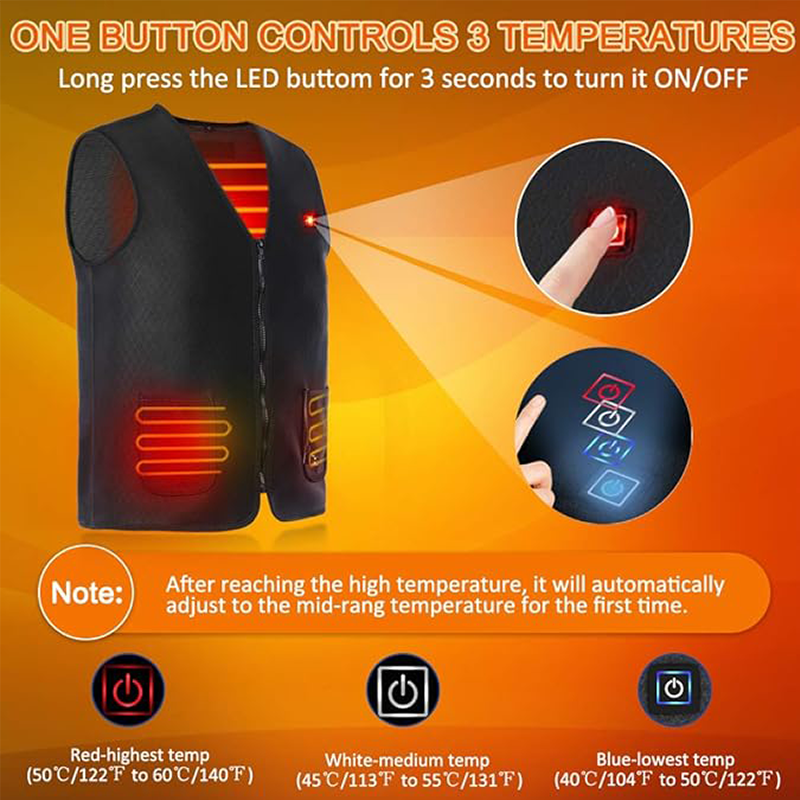 USB Rechargeable Warm Electrically Heated Vest Outdoor Hiking For Men And Women Hunting Camping Skiing Riding