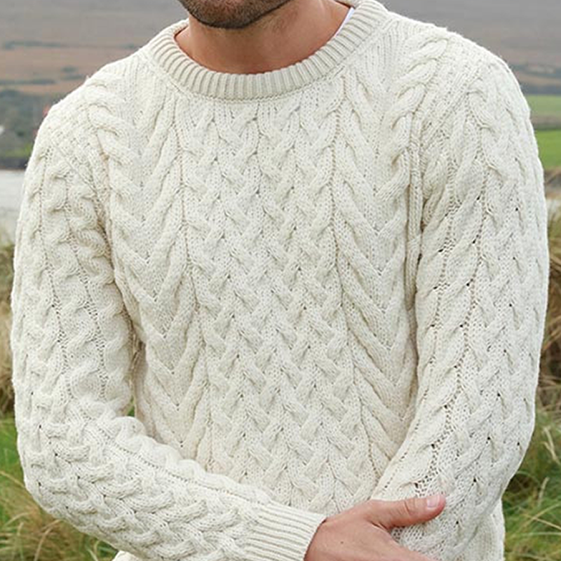 Men's Cable Knit Heavyweight Wool Sweater