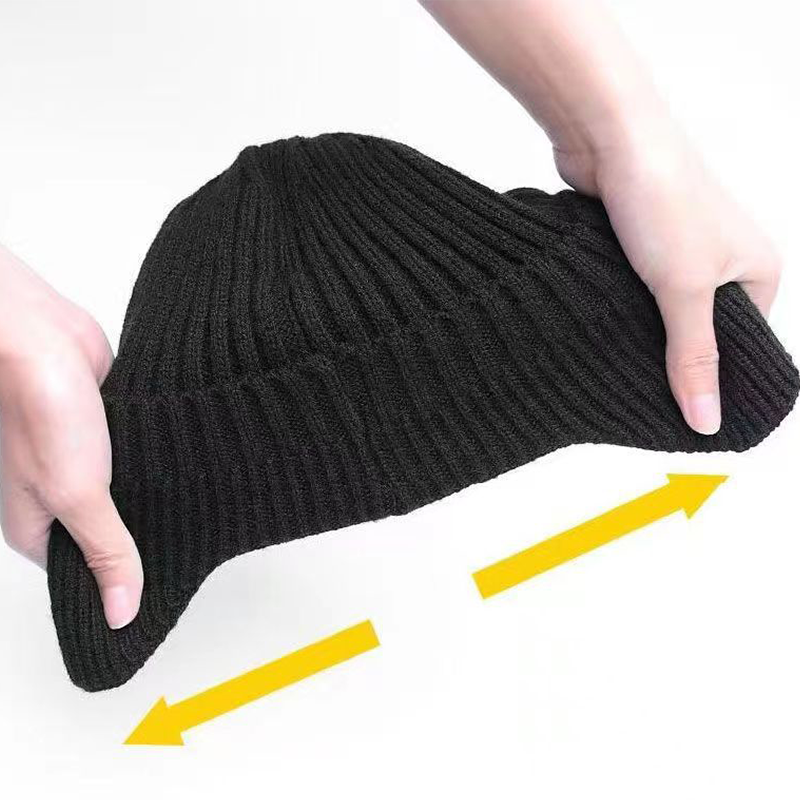 Men's Knitted Fleece Thickened Warm Ear Protection Hat With Brim