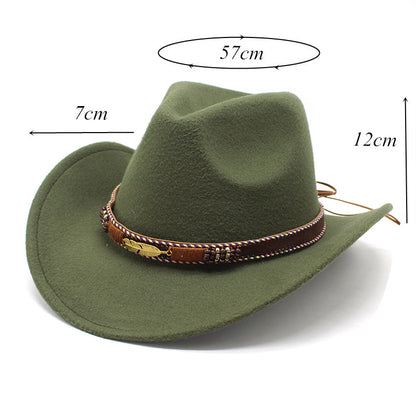 Unisex Western Cowboy Outdoor Metal Feather Felt Hat