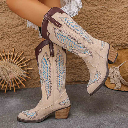 Women's Western Cowgirl Sewing Thread Ethnic Style Sleeve Embroidery Boots