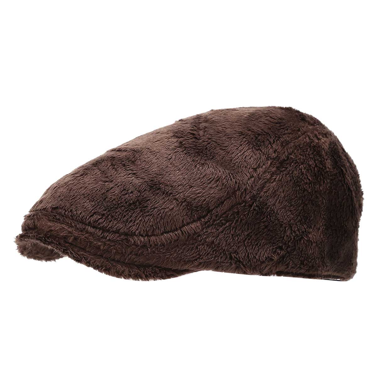 Unisex Vintage Plush Fleece Forward Hat Warm Beret
