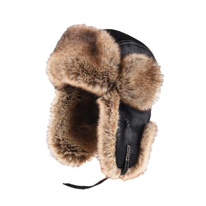 Men's Leather Thick Plush Ear Protection Thunder Hat