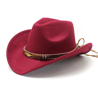 Unisex Western Cowboy Outdoor Metal Feather Felt Hat