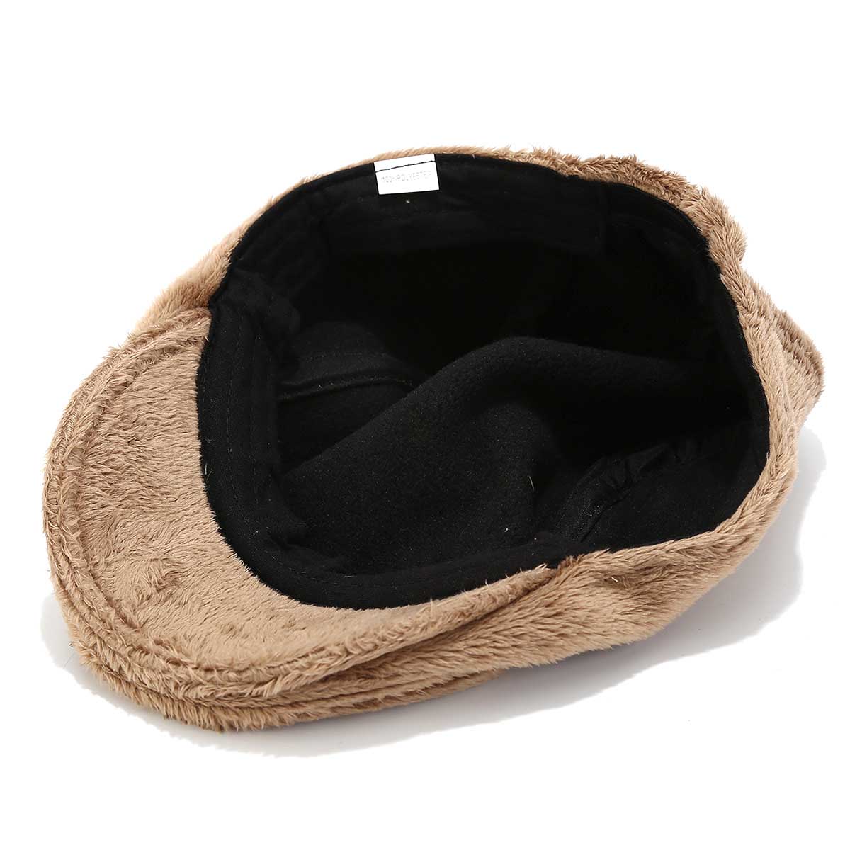 Unisex Vintage Plush Fleece Forward Hat Warm Beret