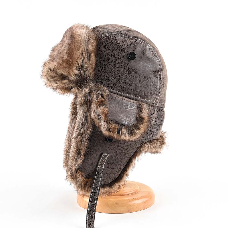 Men's Leather Thick Plush Ear Protection Thunder Hat