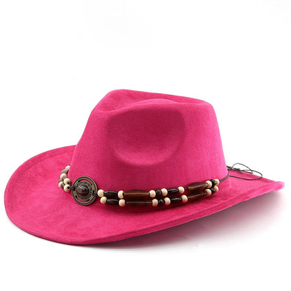 Unisex Western Cowboy Outdoor Suede Felt Hat Sun Protection Hat