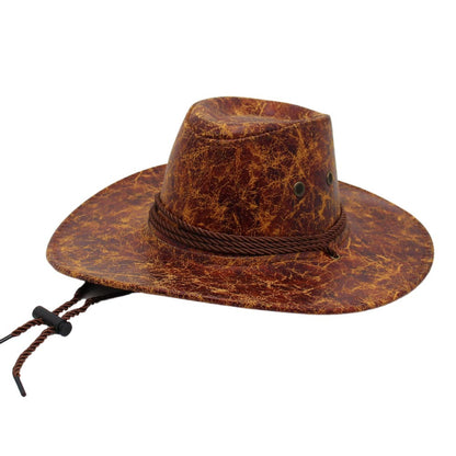 Unisex Western Cowboy Outdoor Visor Leather Hat