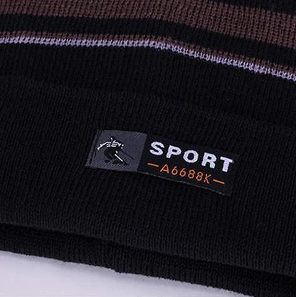 Unisex Striped Knitted Wool Plush Hat